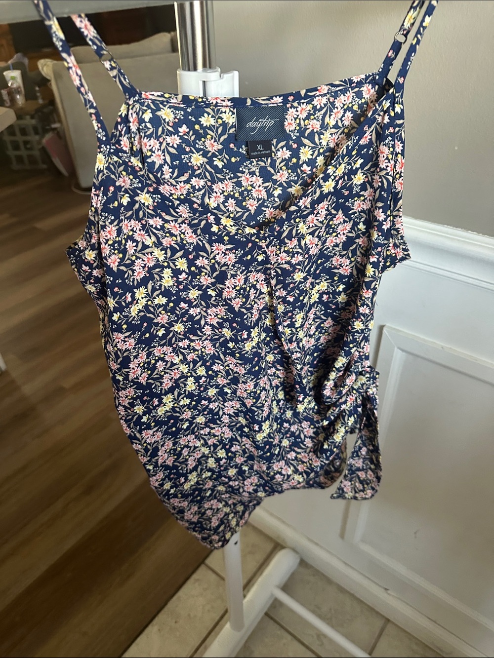 Daytrip Navy Floral Spaghetti Strap Camisole with Pink & Yellow Blooms